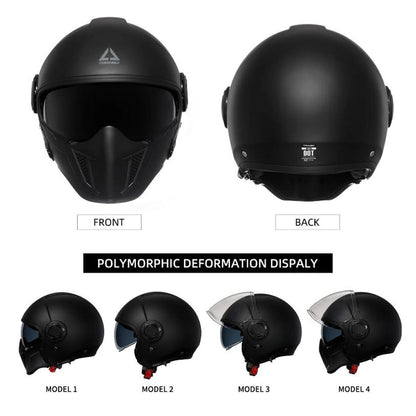 Triangle OP12A Open Face Motorcycle Helmet for Men, Size Small, Black, New!