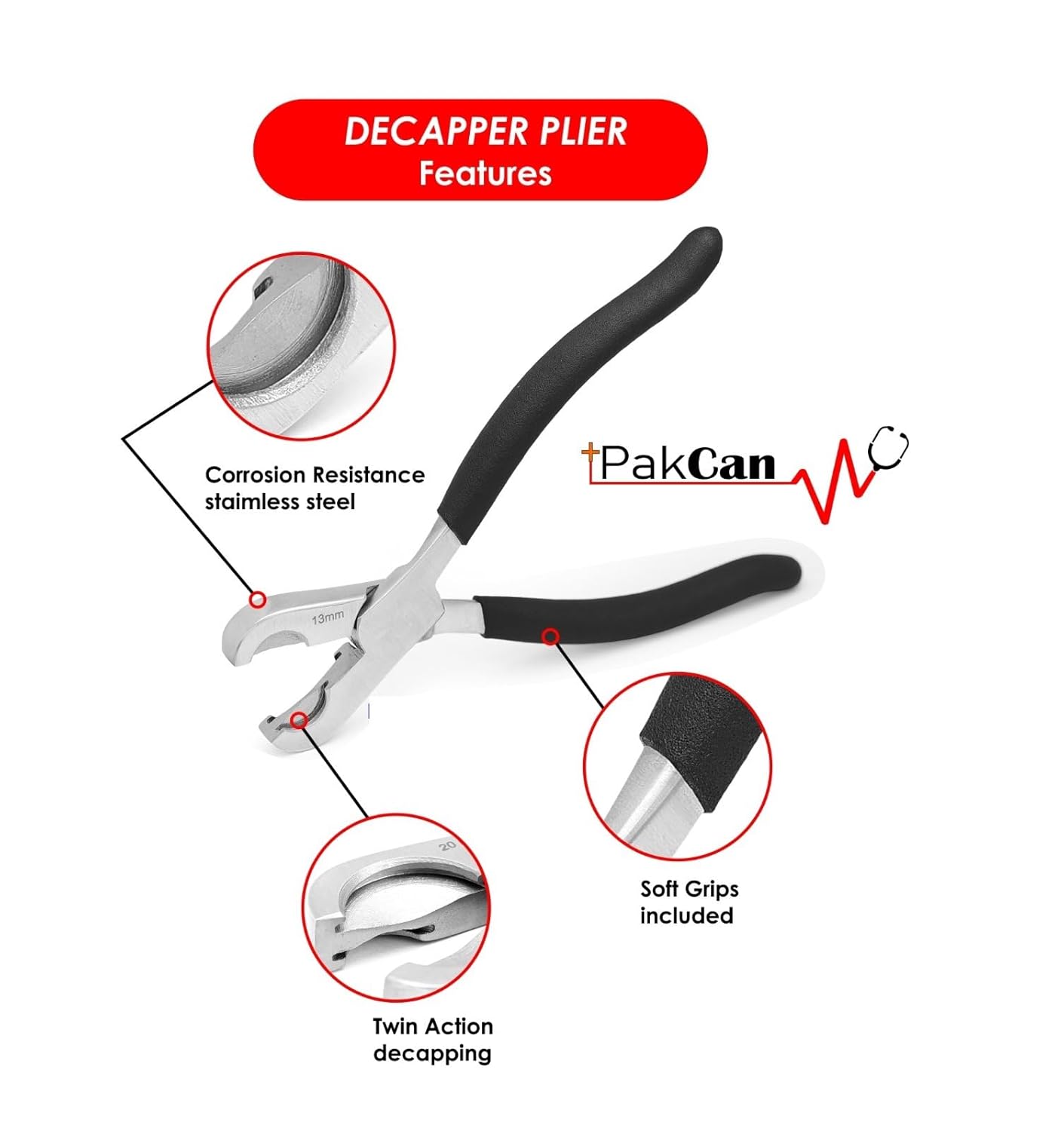 PakCan Dual Action 11mm & 8mm Vial Decapper for Crimped Vials & Bottles, New!