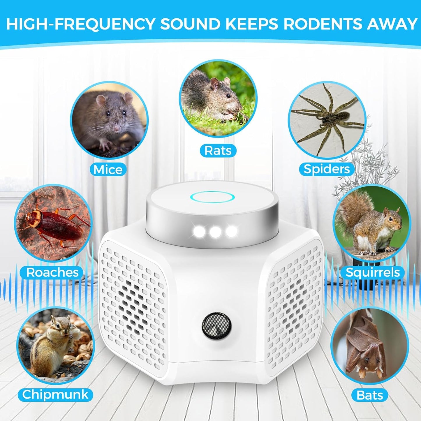 Ultrasonic Super Strong Pest Rodent Mouse Repellent, Indoor 360° all around, New