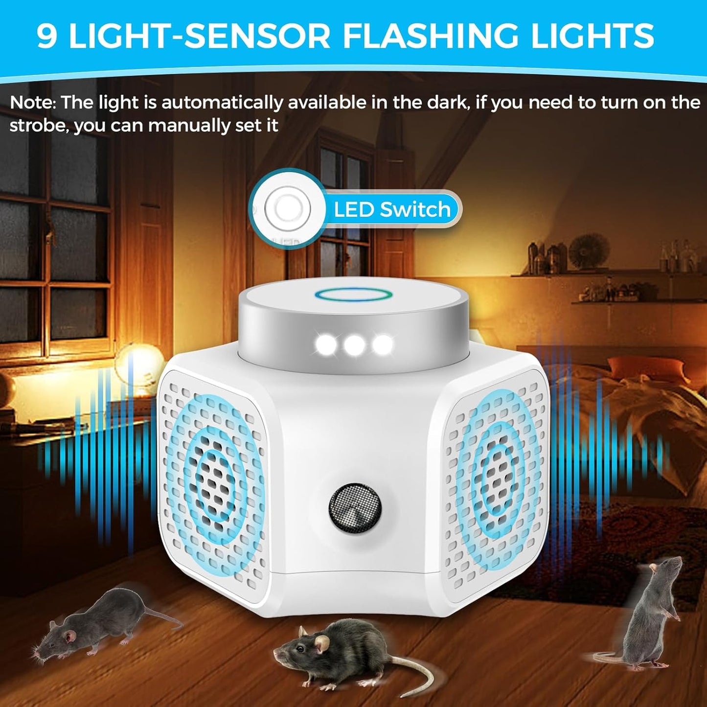 Ultrasonic Super Strong Pest Rodent Mouse Repellent, Indoor 360° all around, New