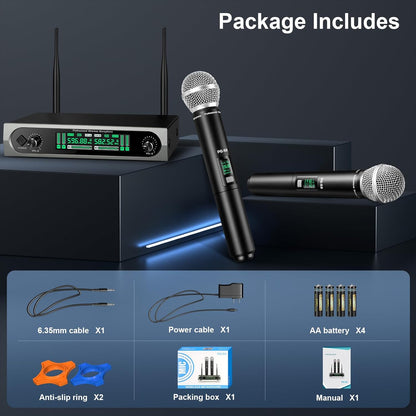 PG-58 Professional Wireless Microphone System w/ 2 Handhelds, 200 Ft. Range, New