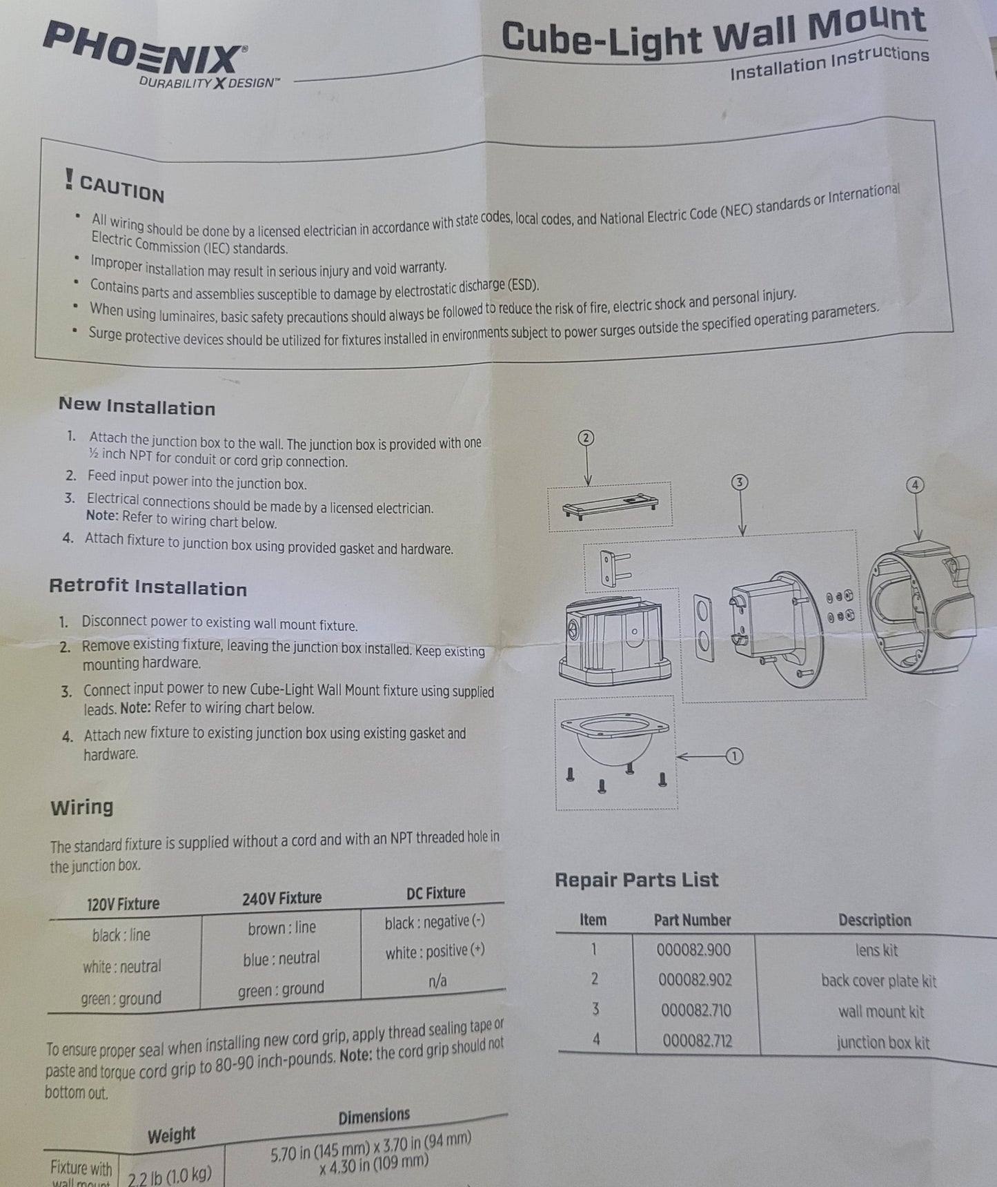 Phoenix CLW-13LED-120-240-N, 1000 Lumens, Wall Mount Lighting, New!