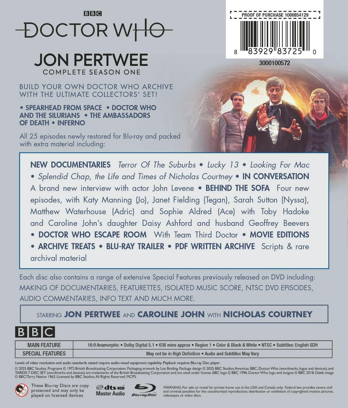 Doctor Who Jon Pertwee Complete Series One Blu-ray Box Set - New 2025 Release - NEW!