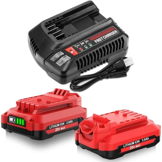 2 Pack 20V 3600mAh Replacement Craftsman V20 Lithium Ion Battery and Charger - NEW!
