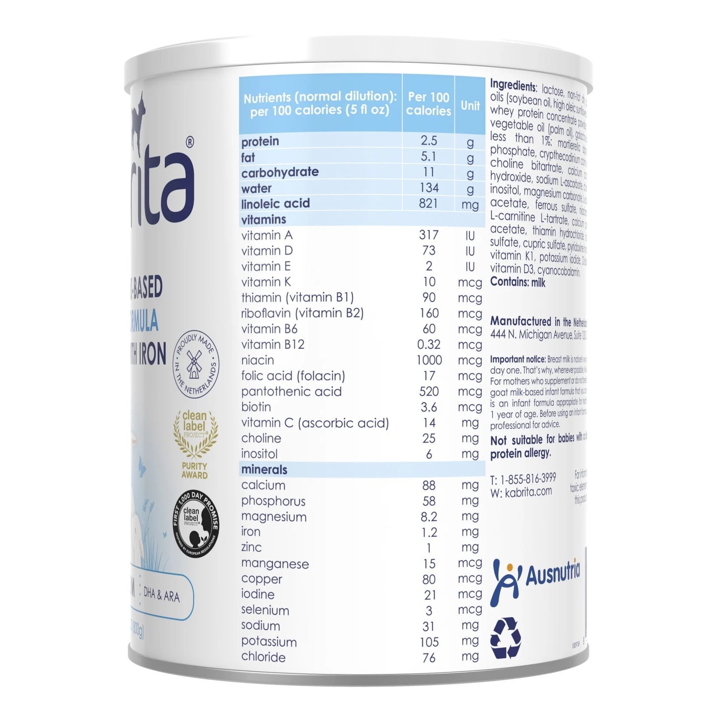 Kabrita Goat Milk Infant Formula, Non-GMO, DHA, 28 oz, 0-12 Months, Exp. 4/27