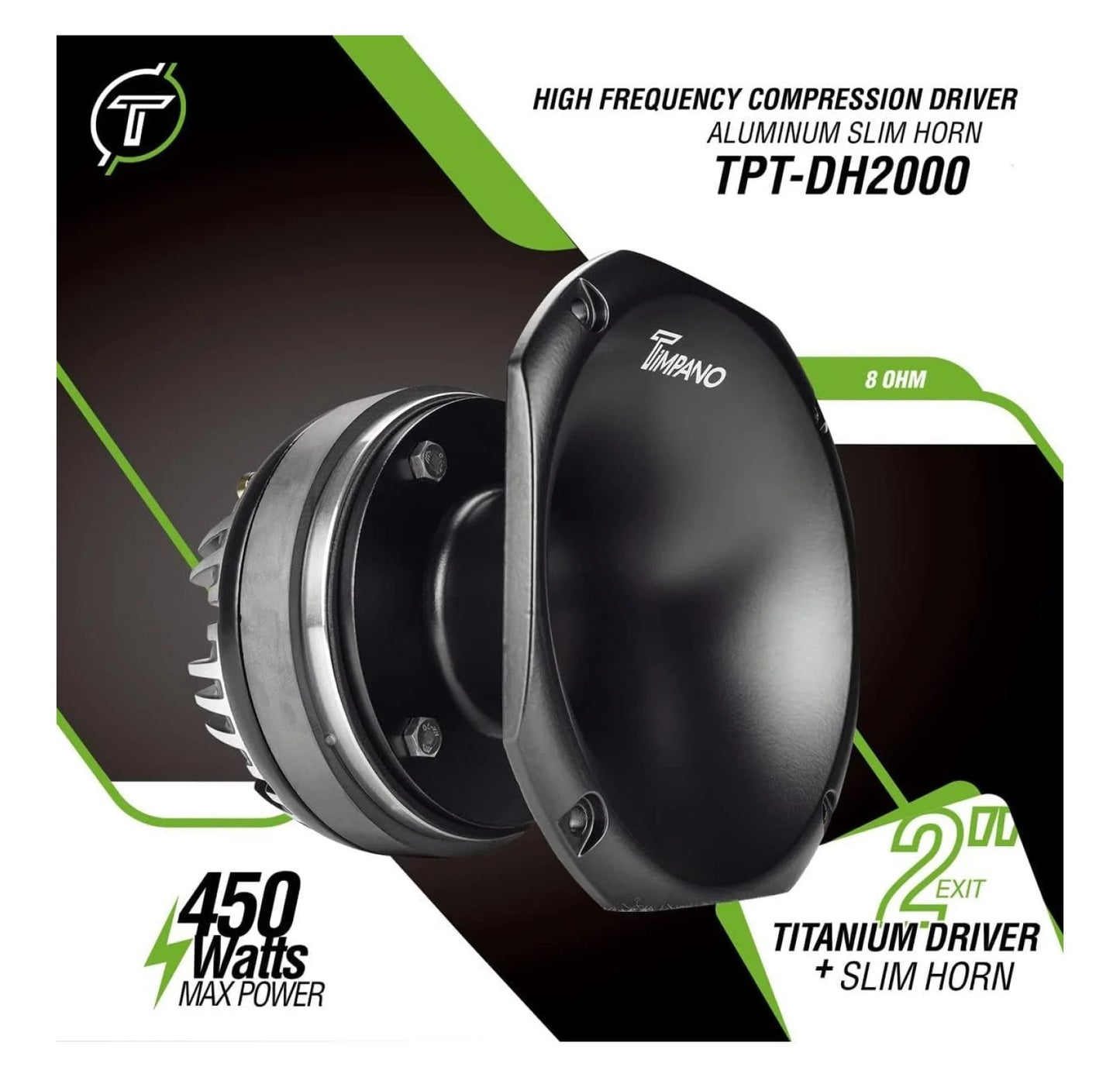 2-Inch Exit Compression Driver + Horn 450W, 8 Ohm, 109 dB Car Audio Speaker