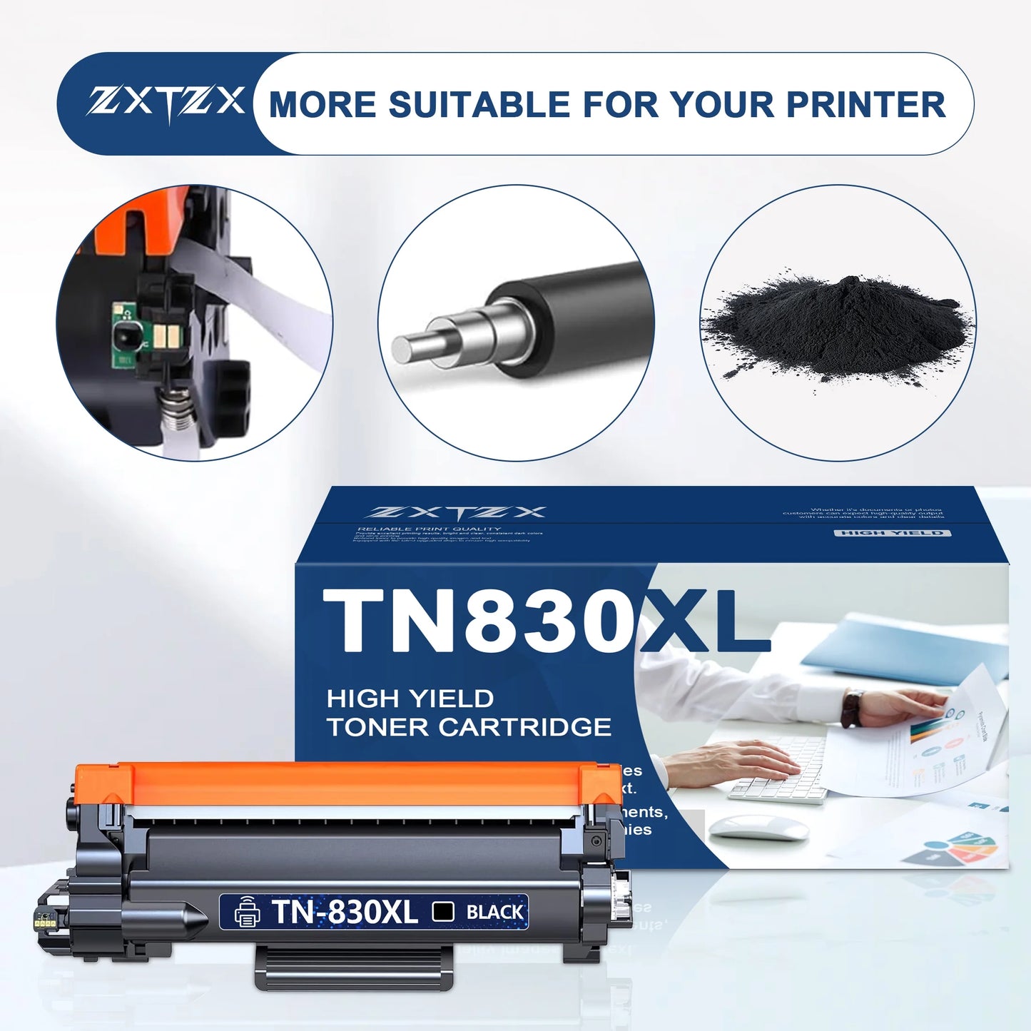 Brother TN830XL Toner Cartridge Compatible 2-Pack for MFC-L2820DW Printer - New!