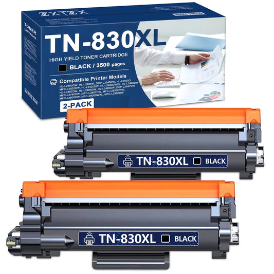 Brother TN830XL Toner Cartridge Compatible 2-Pack for MFC-L2820DW Printer - New!