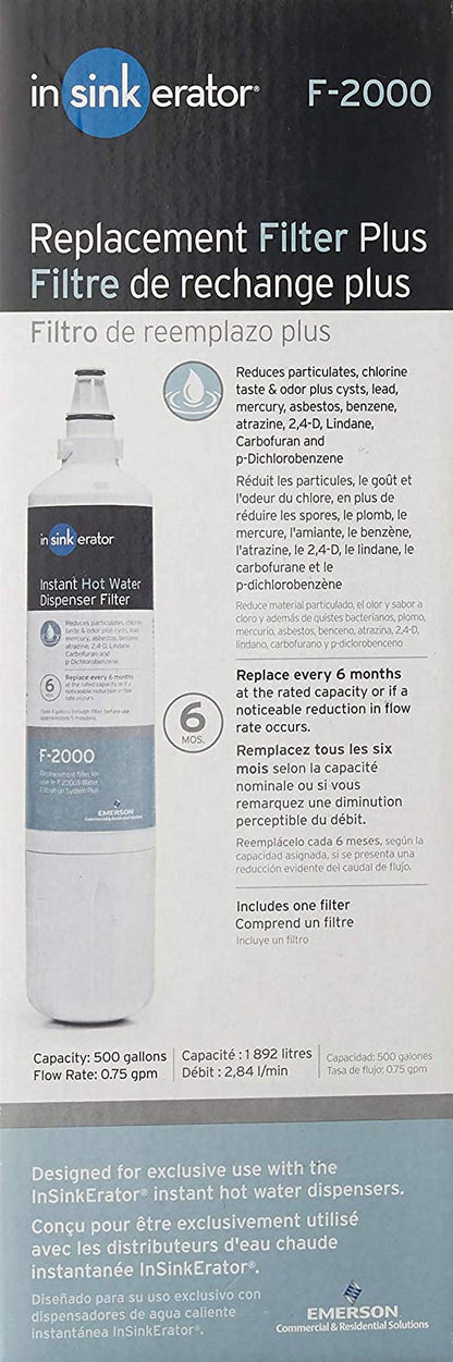 InSinkErator F-2000 Replacement Water Filter Cartridge, 1-Pack NSF Certified New