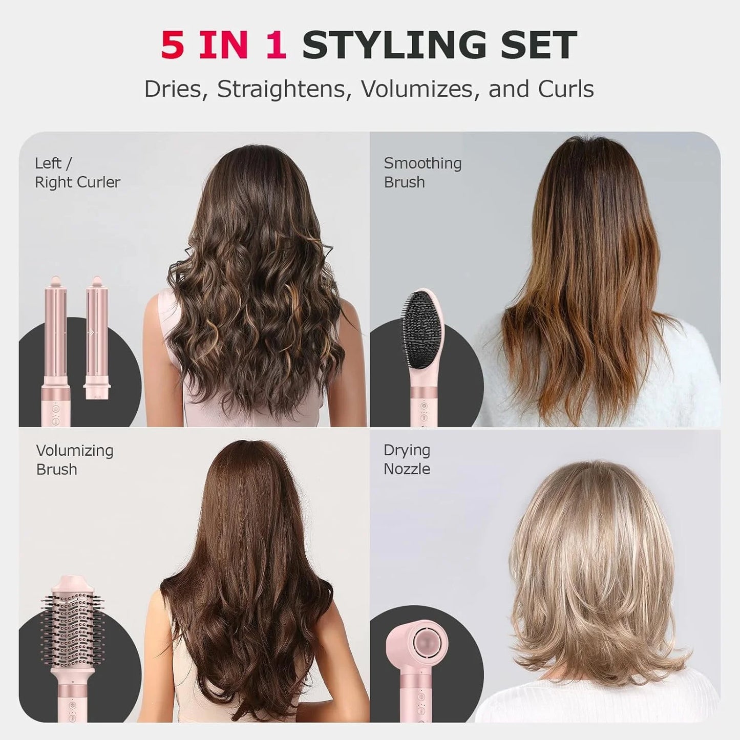 Mescomb5-in-1 High-Speed Hot Air Styler with Diffuser for Curly Hair, Pro New