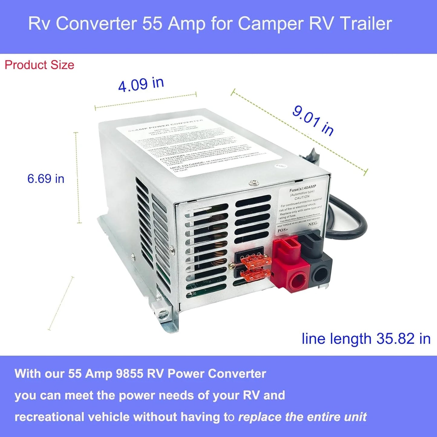 WF-9855-AD, 55 Amp RV Power Converter for RV Trailer Camper 9800 Series, New!