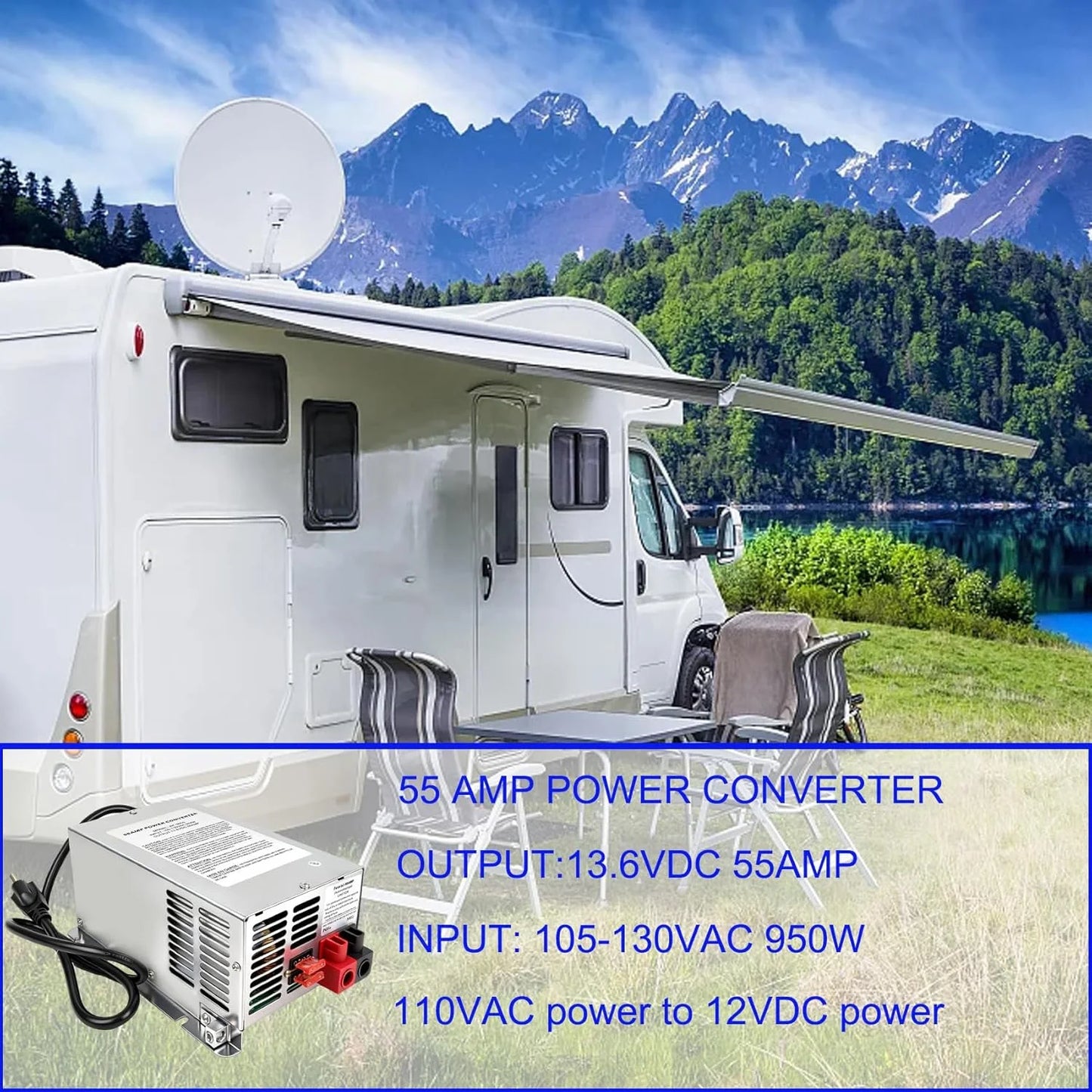 WF-9855-AD, 55 Amp RV Power Converter for RV Trailer Camper 9800 Series, New!