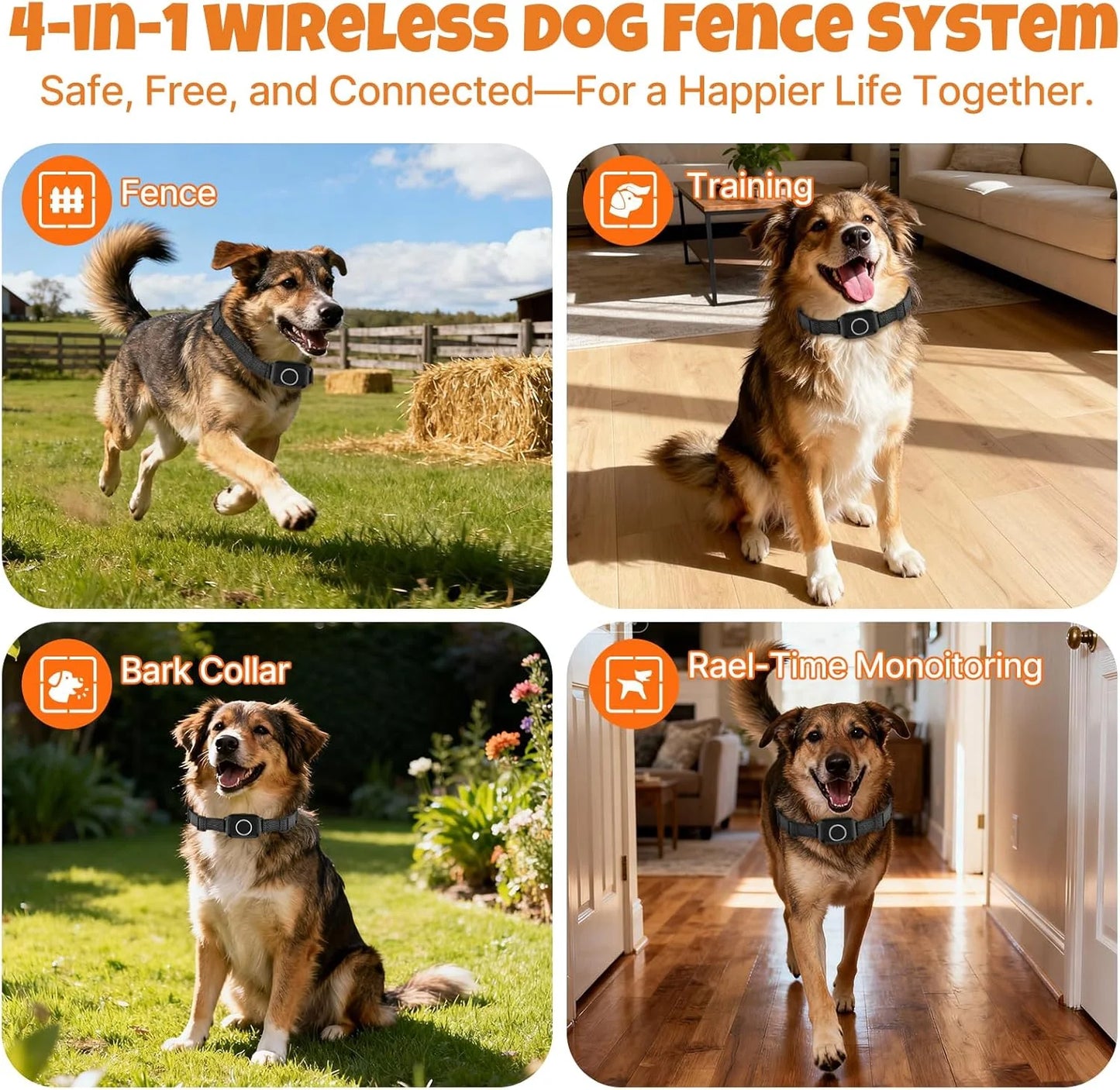 Teendow T800 Pro Wireless Dog Fence System 4-in-1 Electric Collar w/ Bark - New!
