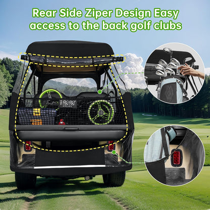 4 Passenger Golf Cart Enclosures for Club Car DS, Waterproof Black Cover - NEW!