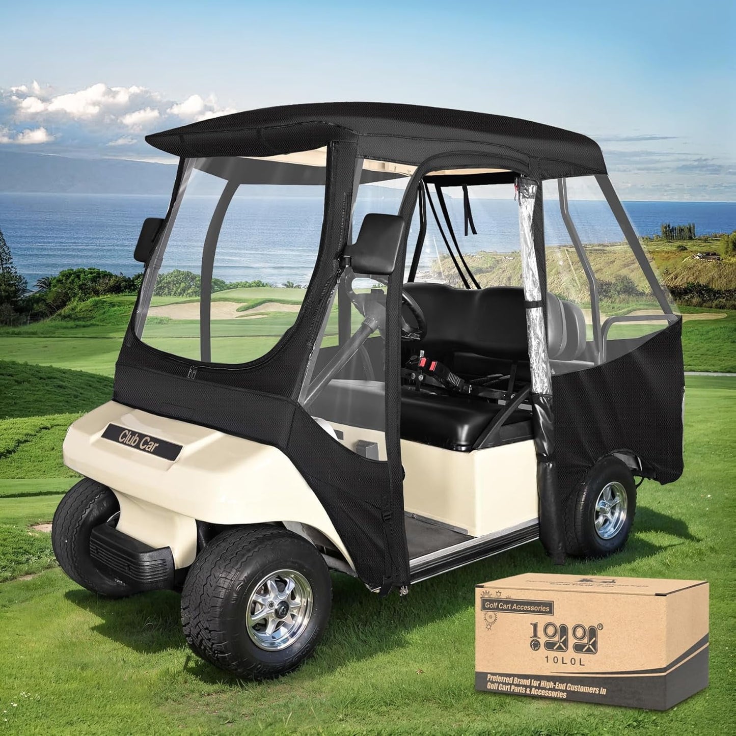 4 Passenger Golf Cart Enclosures for Club Car DS, Waterproof Black Cover - NEW!