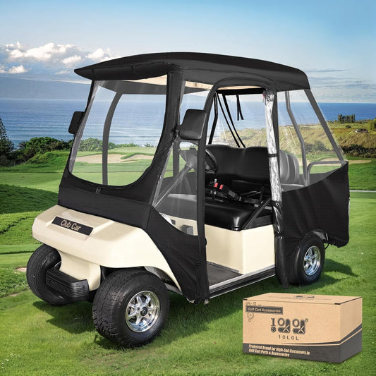 4 Passenger Golf Cart Enclosures for Club Car DS, Waterproof Black Cover - NEW!
