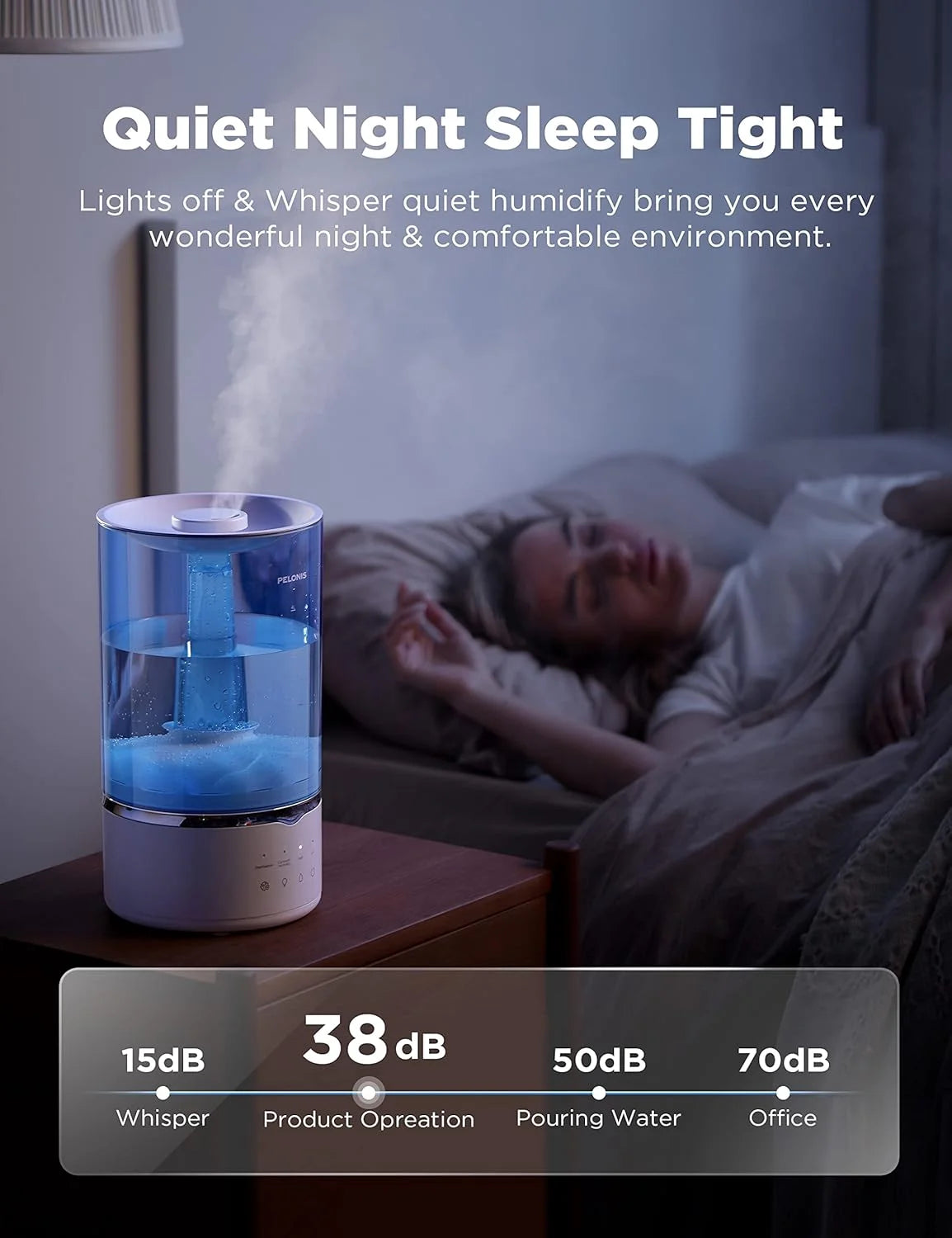 Pelonis Warm Cool Mist Humidifier for Bedroom, 4L, Essential Oil Diffuser - NEW!