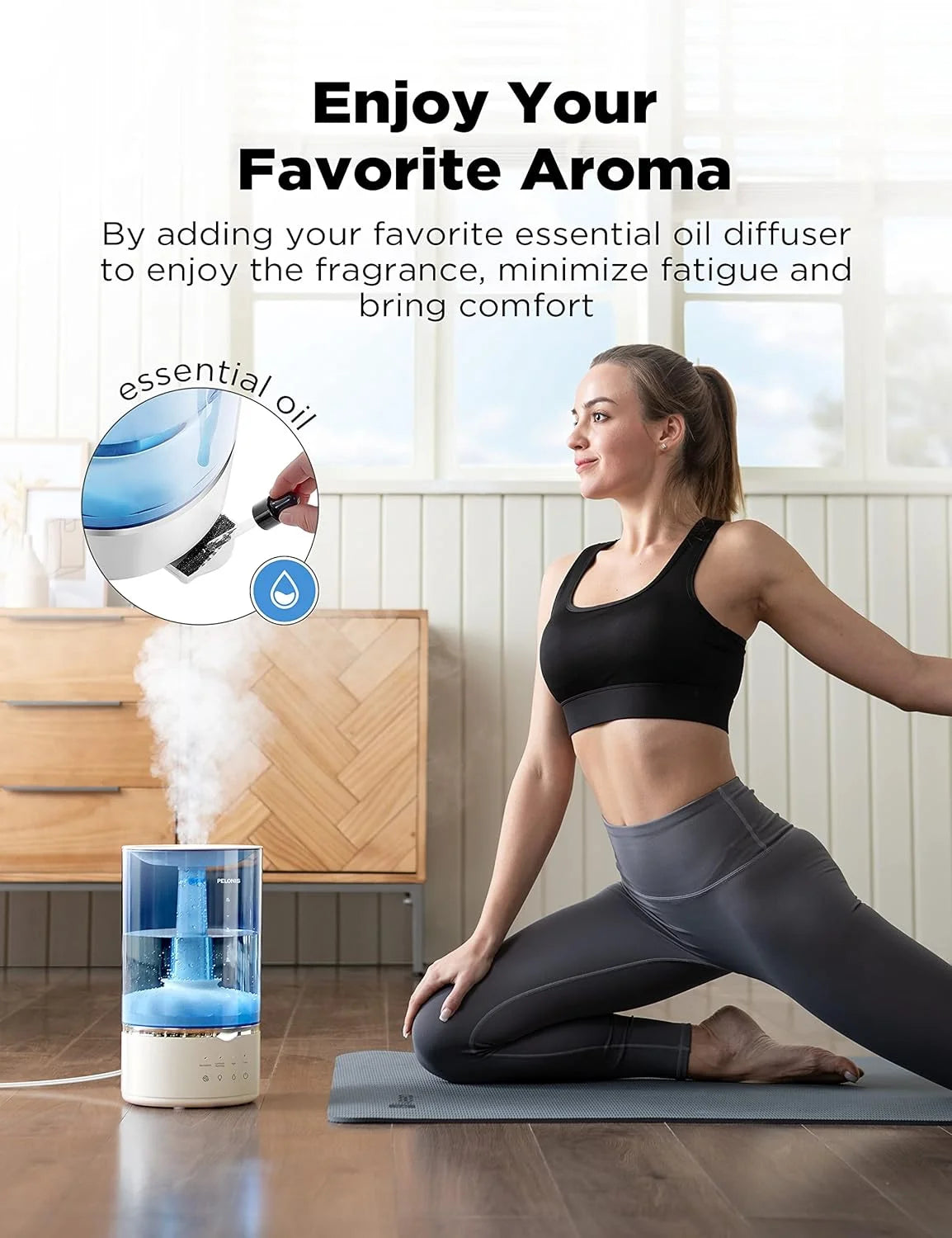 Pelonis Warm Cool Mist Humidifier for Bedroom, 4L, Essential Oil Diffuser - NEW!