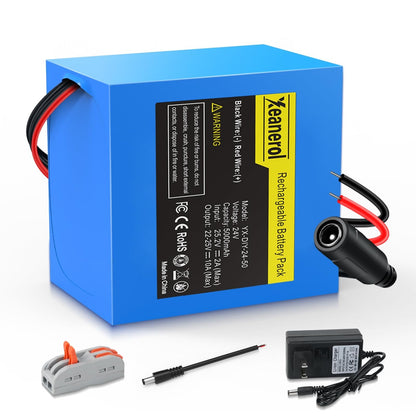 24V 5Ah Lithium-Ion Rechargeable Battery Pack & 2A Charger for RC Cars, LED - NEW!