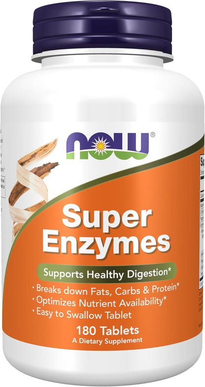 Now Foods Super Enzymes 180 Tabs for Healthy Digestion, Nutrient Support - Exp.11/2026