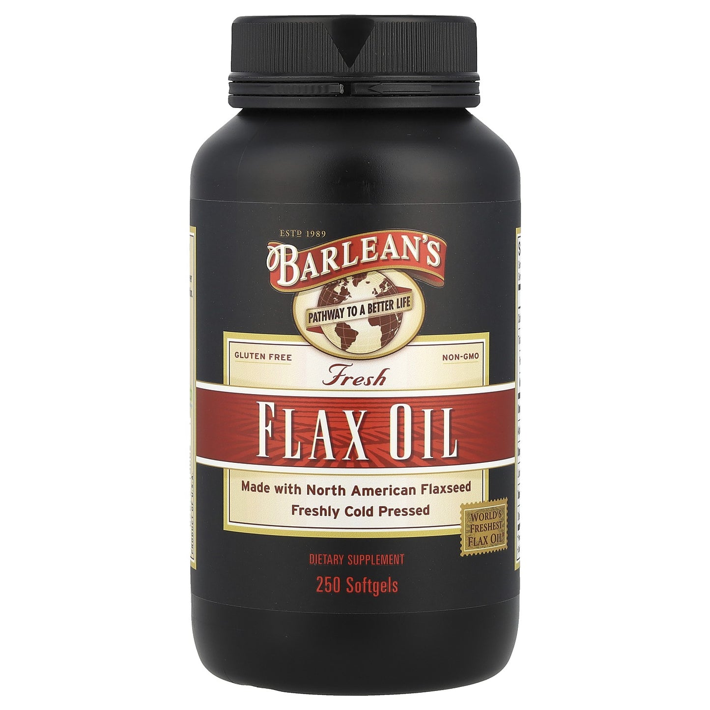 Barlean's Fresh Flax Oil 250 Softgels Non-GMO Gluten-Free Omega-3 Supplement - NEW!