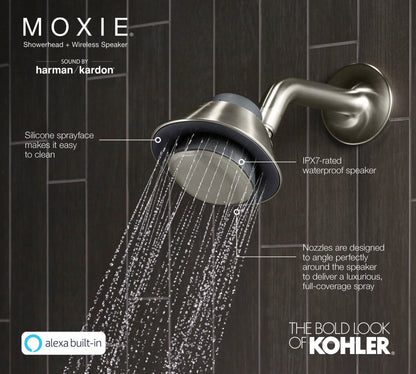 Kohler Moxie 2.5 GPM Shower Head with Bluetooth Speaker - Brushed Nickel, New!