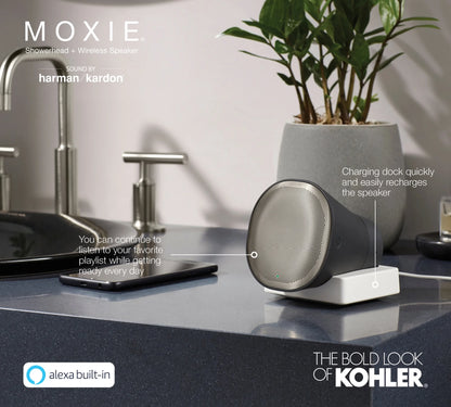 Kohler Moxie 2.5 GPM Shower Head with Bluetooth Speaker - Brushed Nickel, New!