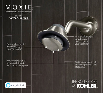 Kohler Moxie 2.5 GPM Shower Head with Bluetooth Speaker - Brushed Nickel, New!