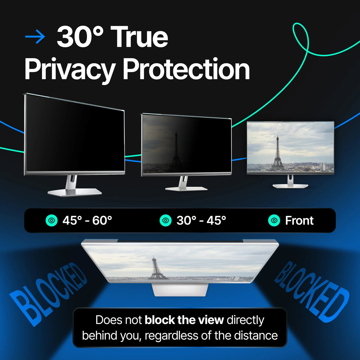 Vintez 21.6 Inch 16:10 Computer Privacy Screen Filter for Widescreen Monitors - NEW!