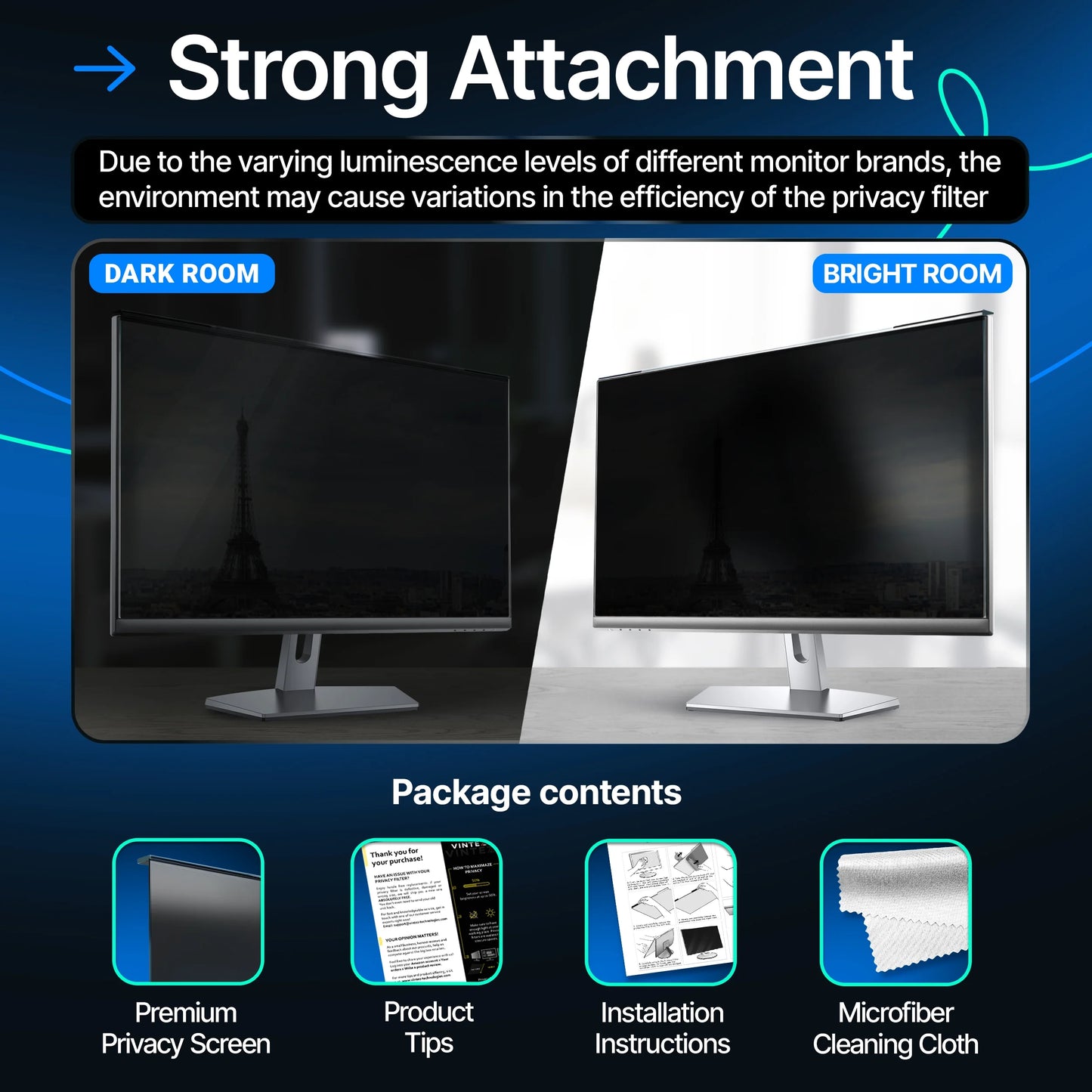 Vintez 21.6 Inch 16:10 Computer Privacy Screen Filter for Widescreen Monitors - NEW!