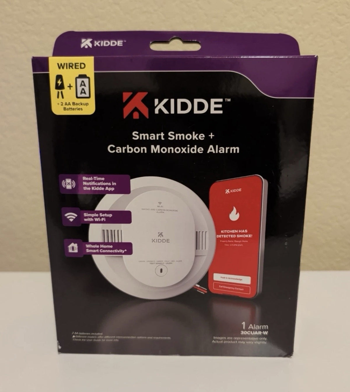 Kidde Smart Smoke and Carbon Monoxide Alarm Hardwired Wi-Fi 30CUAR-W - NEW!
