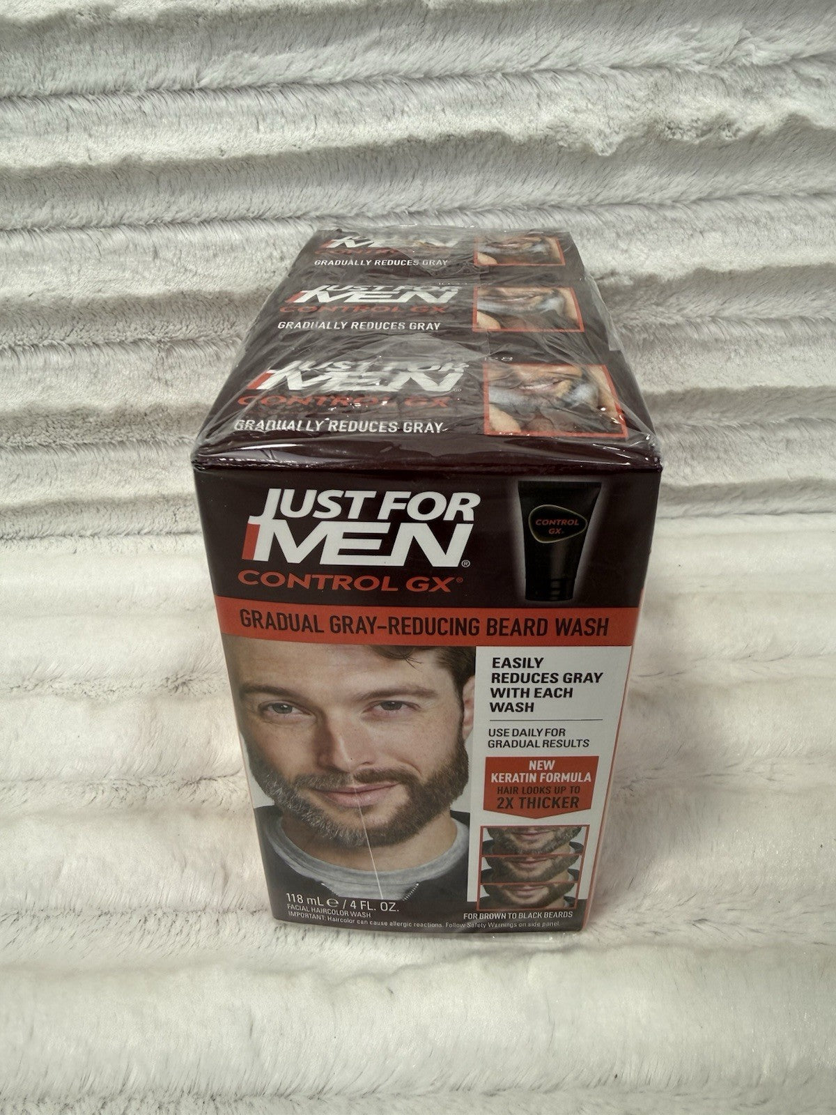 3 Pack Just For Men Control GX Beard Wash 4 oz, Gray Reducing Shampoo - NEW!