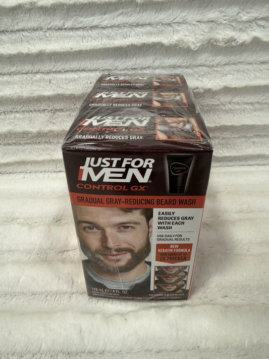 3 Pack Just For Men Control GX Beard Wash 4 oz, Gray Reducing Shampoo - NEW!