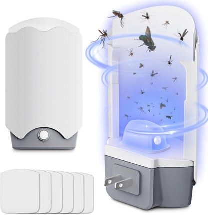 Indoor Fly Trap - 2 Plug-in Catchers with 6 Glue Card Refills, Fruit Fly Control - NEW!