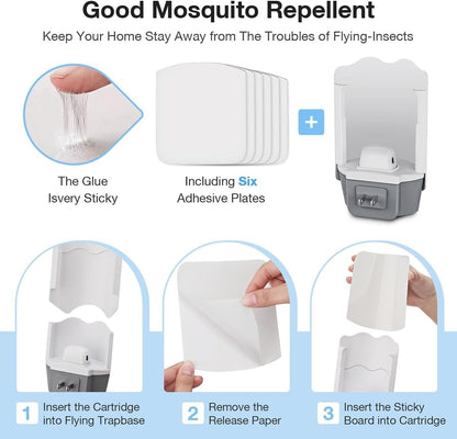 Indoor Fly Trap - 2 Plug-in Catchers with 6 Glue Card Refills, Fruit Fly Control - NEW!