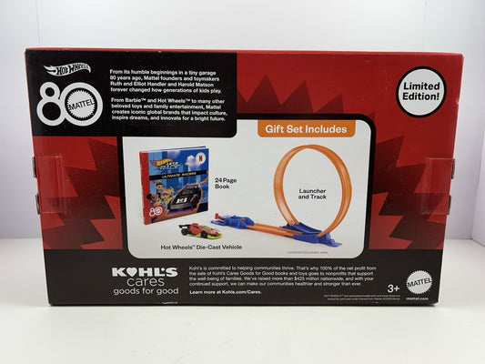 Hot Wheels Gift Set, Speed Snap Stunt Tracks, Vehicle, Launcher, & Book - New!