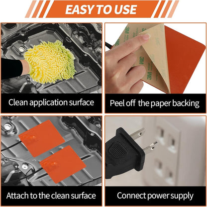 2 Pack 150W Silicone Engine Oil Pan Heater Pads 4x5 Inch 120V Adhesive - NEW!