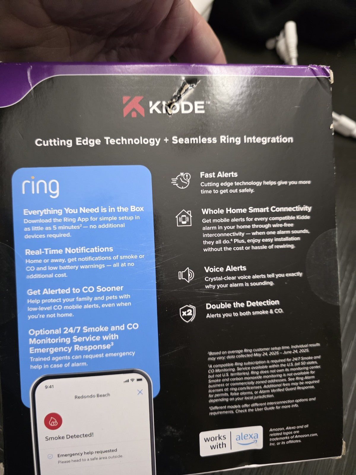 Kidde RGCUDR-RW Smart Smoke & Carbon Monoxide Alarm - w/ Ring App - New!