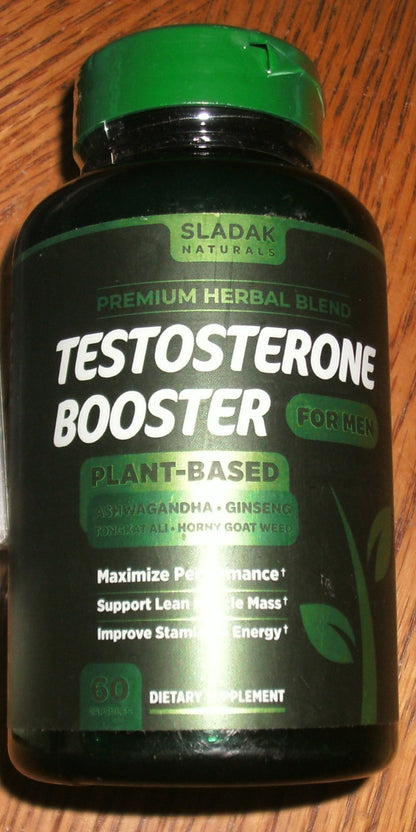 Sladak Naturals Testosterone Performance Booster, Plant-Based 60 Capsules - NEW!