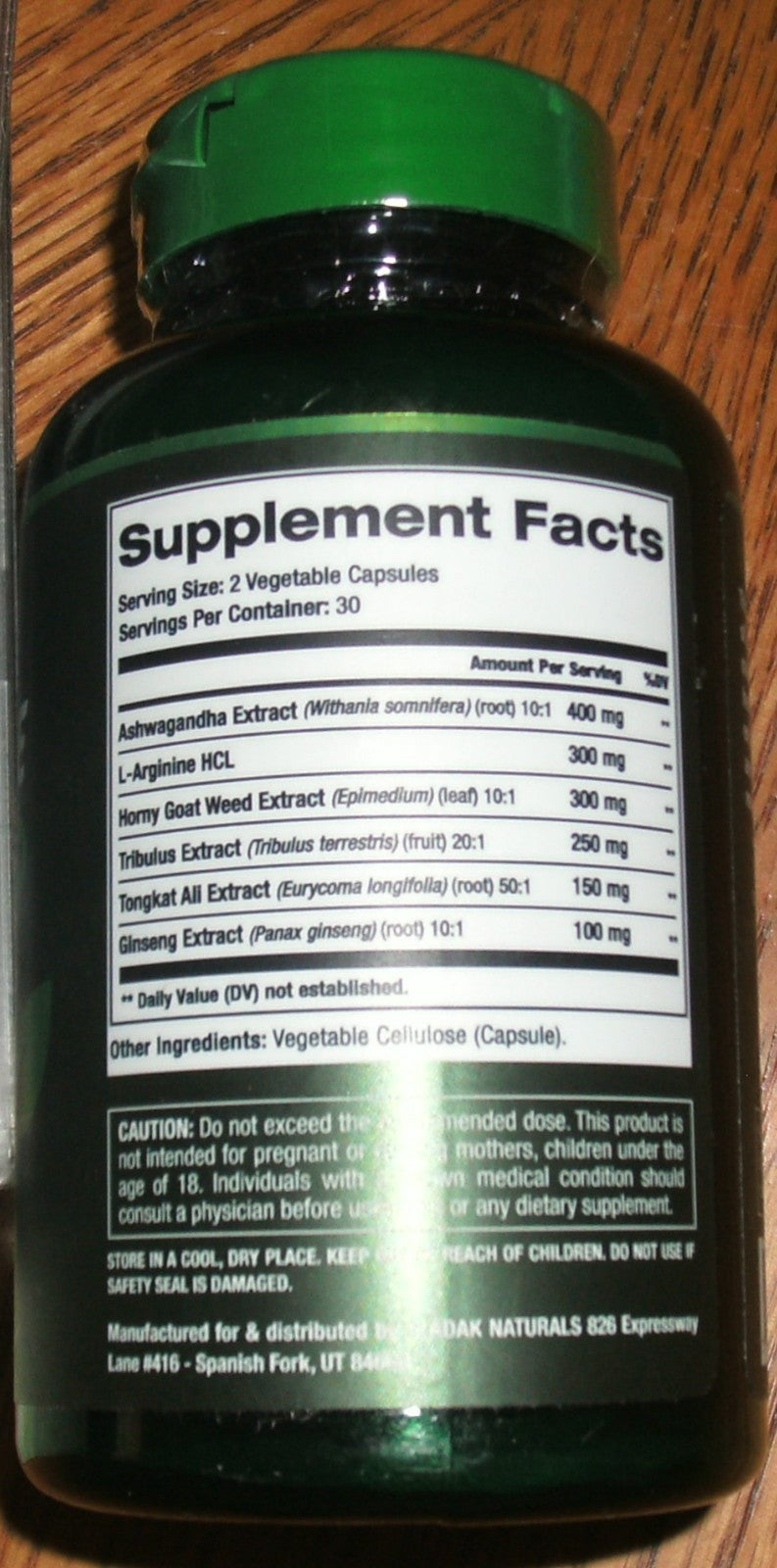 Sladak Naturals Testosterone Performance Booster, Plant-Based 60 Capsules - NEW!