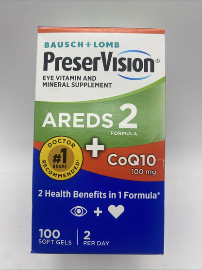 PreserVision AREDS 2 CoQ10 Vitamins 100 Softgels for Heart and Vision Health - exp04/27