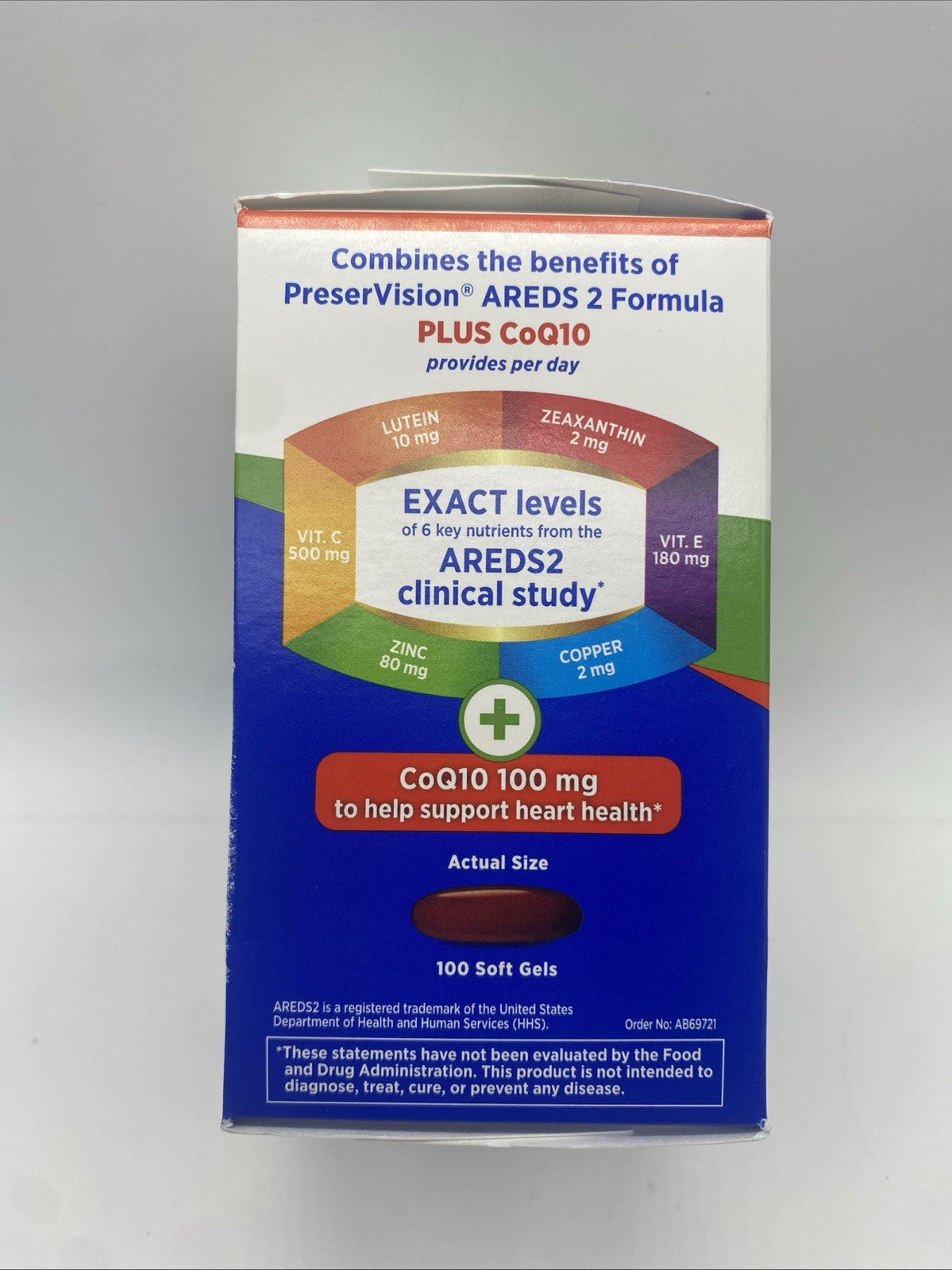 PreserVision AREDS 2 CoQ10 Vitamins 100 Softgels for Heart and Vision Health - exp04/27