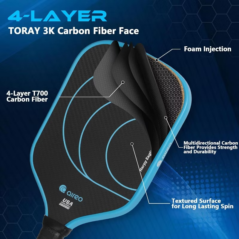 AIREO Harpy Eagle Pickleball Paddle, 3K Carbon Fiber, Durable Design, USAPA Approved - NEW!