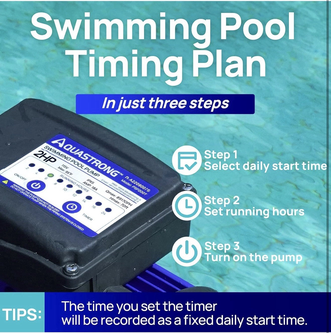 AQUASTRONG 2 HP In/Above Ground Single Speed Pool Pump, 8917 GPH High Flow - NEW!