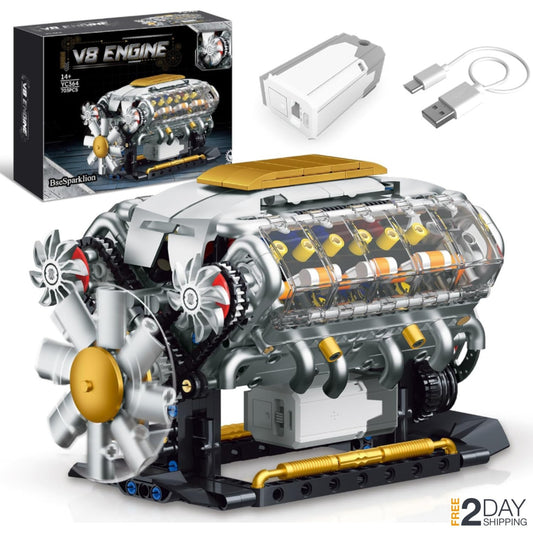 DIY CREATIVE V8 Engine Model Kit 437 Pcs- NEW!