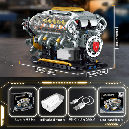 DIY CREATIVE V8 Engine Model Kit 437 Pcs- NEW!