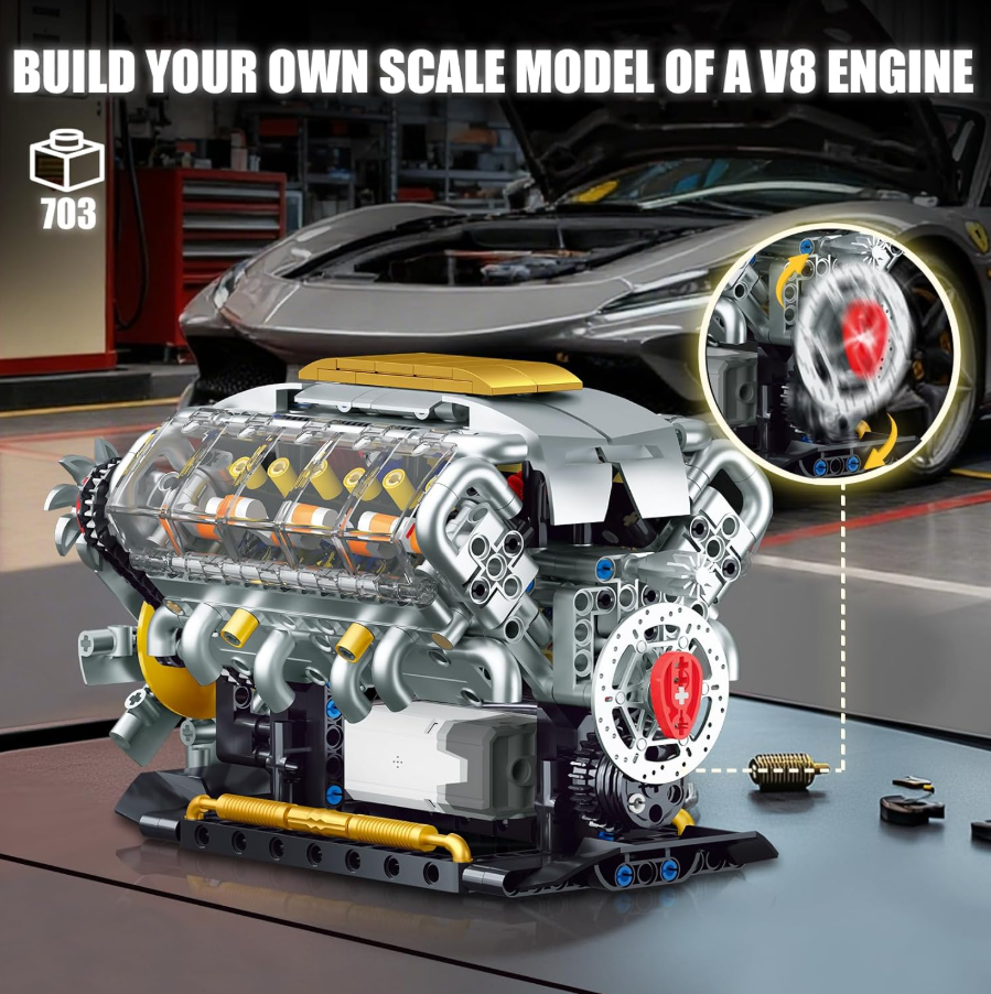 DIY CREATIVE V8 Engine Model Kit 437 Pcs- NEW!