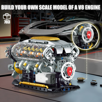DIY CREATIVE V8 Engine Model Kit 437 Pcs- NEW!