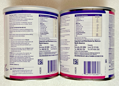 NUTRICIA Duocal Super Soluble Powdered Energy - 2 Cans 14.1 Oz, Exp 2028 - NEW!