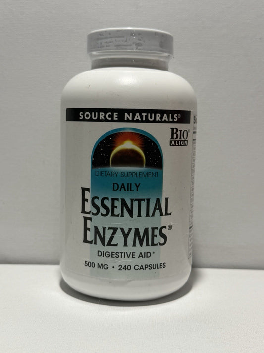 Source Naturals Daily Essential Enzymes 500mg 240 Capsules Digestive Aid - exp.08/29